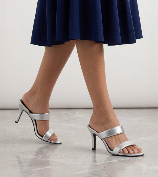 Double Strap Stilettos - Silver