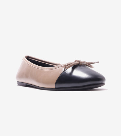 Classic Bow Detail Ballet Flats - Beige