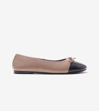 Classic Bow Detail Ballet Flats - Beige
