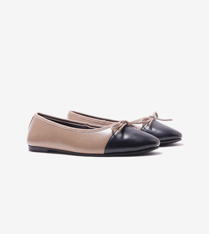 Classic Bow Detail Ballet Flats - Beige