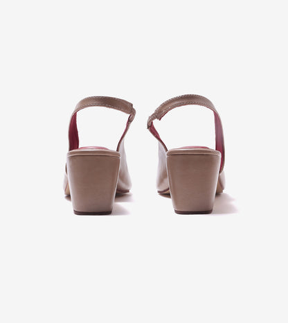 Sculpted Slingback Heels - Beige