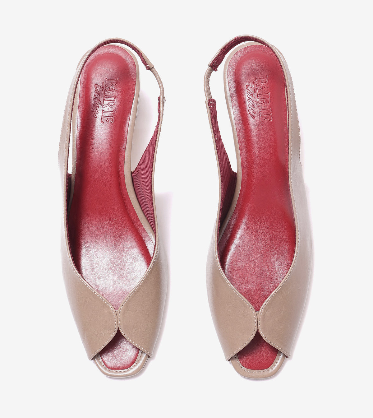 Sculpted Slingback Heels - Beige