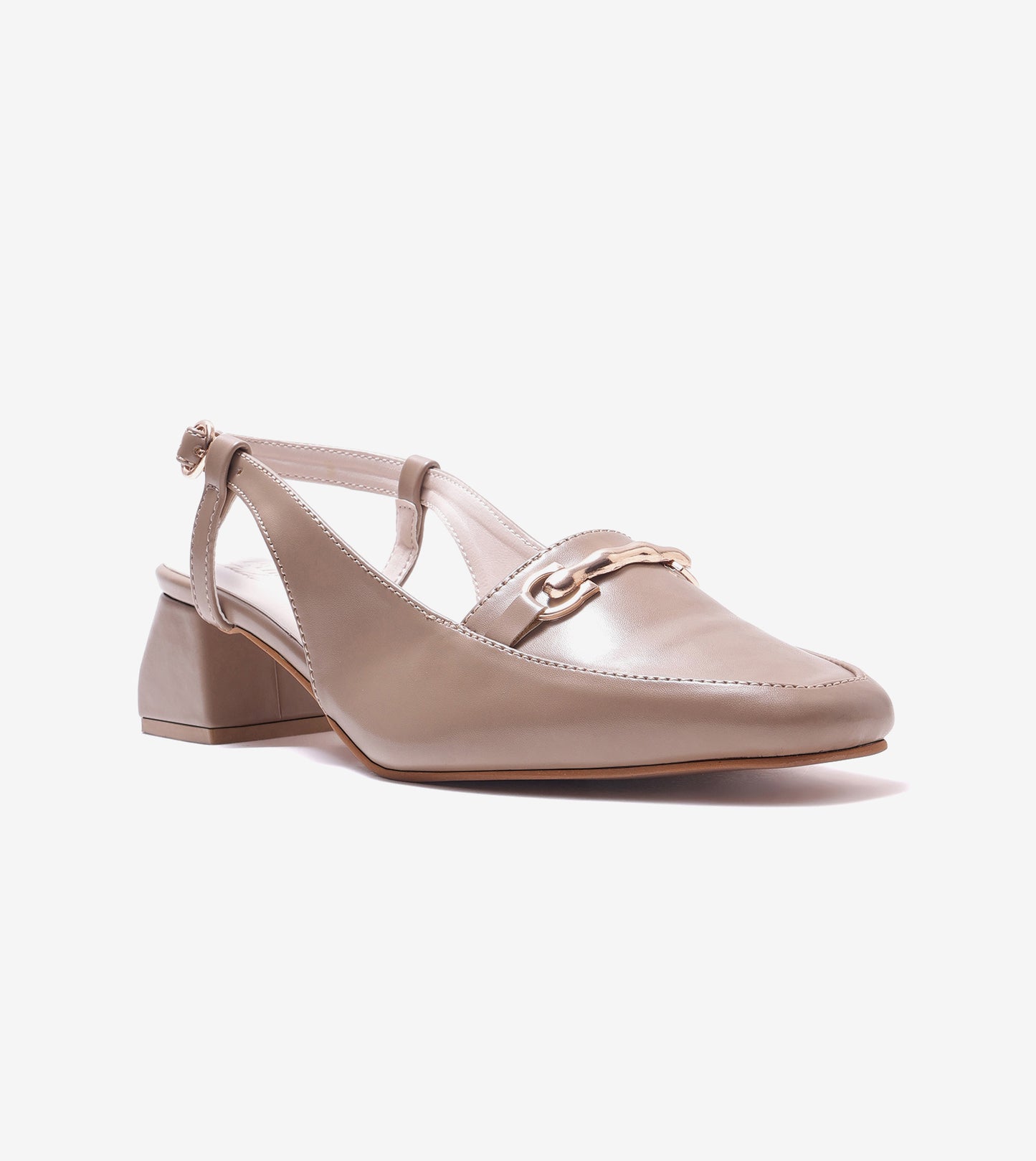 Classic Detail Slingback Heels - Beige
