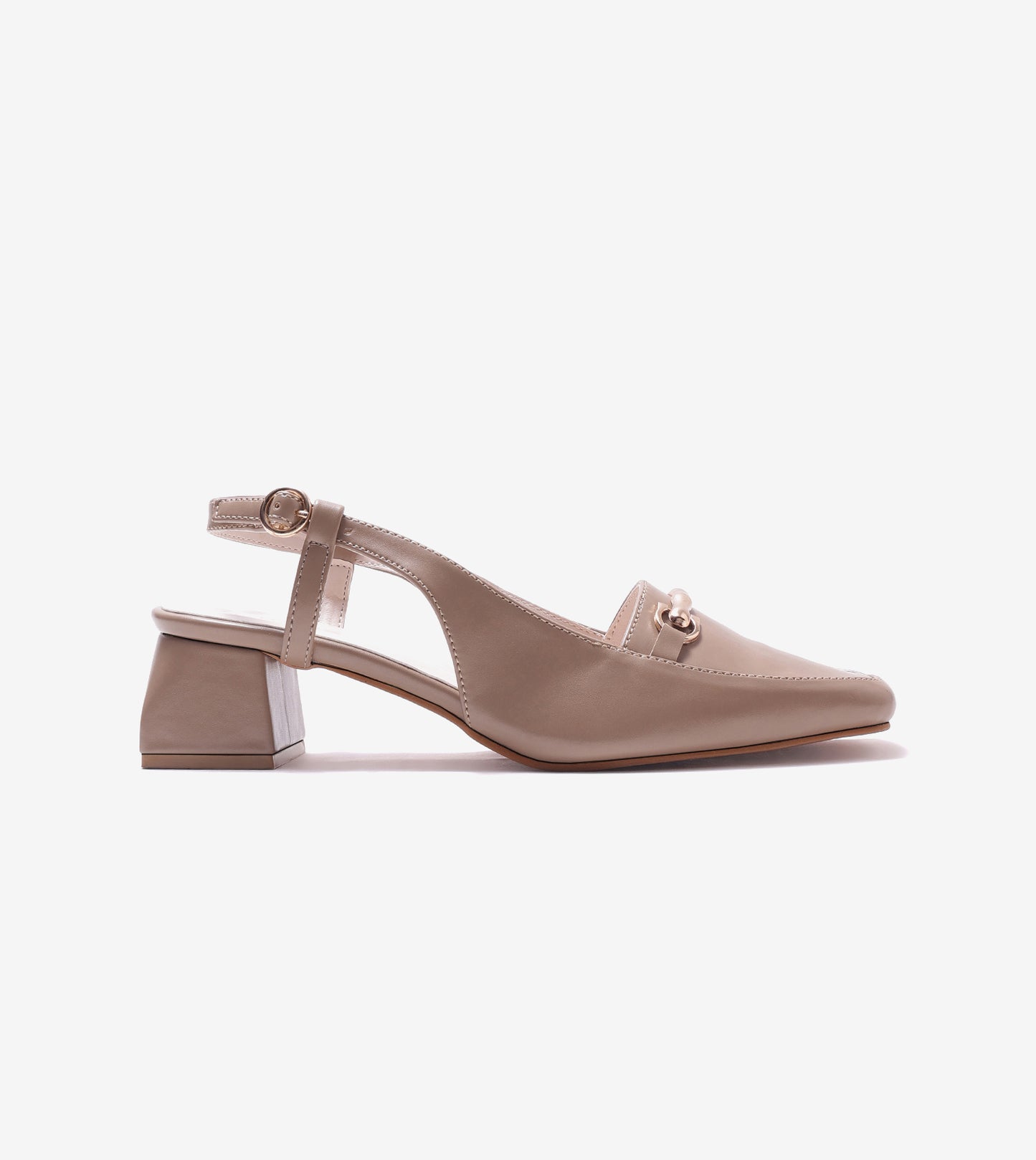 Classic Detail Slingback Heels - Beige