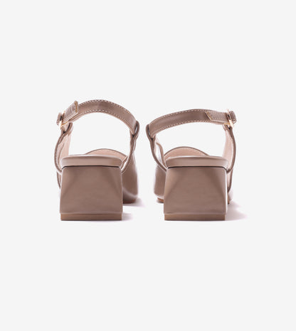 Classic Detail Slingback Heels - Beige