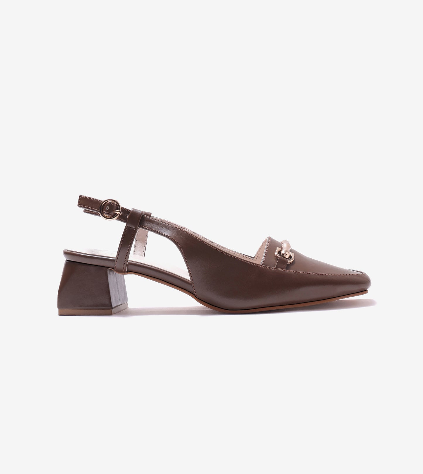 Classic Detail Slingback Heels - Brown