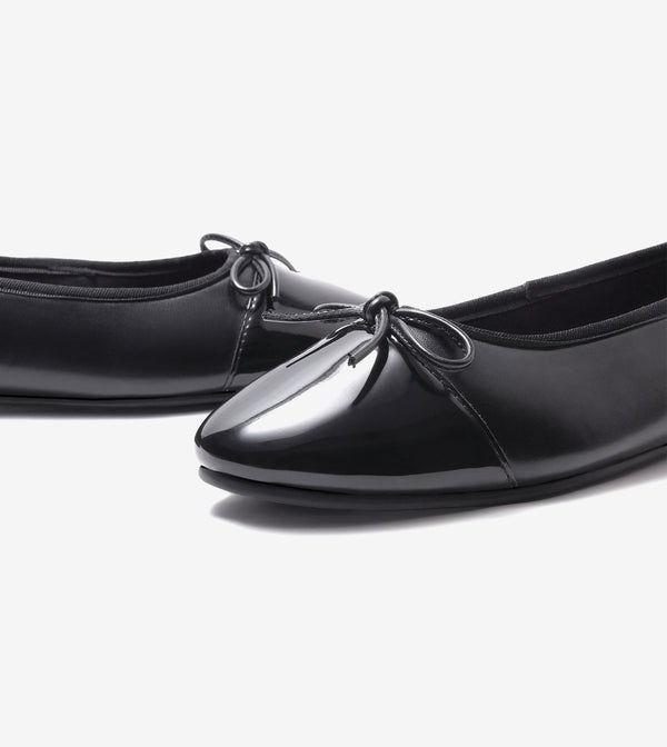 Classic Bow Detail Ballet Flats - Black