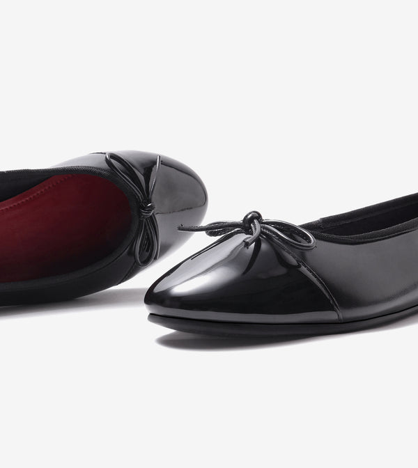 Classic Bow Detail Ballet Flats - Black