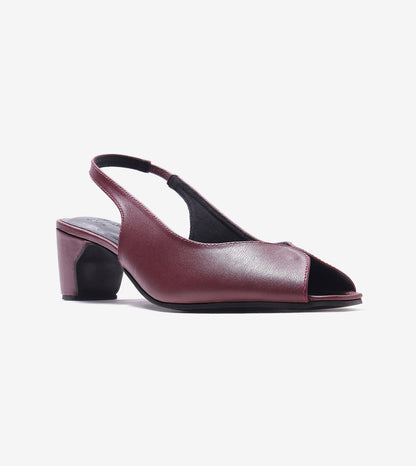Sculpted Slingback Heels - Maroon
