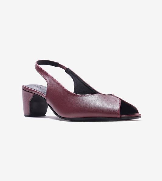 Sculpted Slingback Heels - Maroon