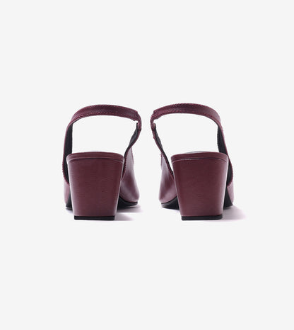Sculpted Slingback Heels - Maroon
