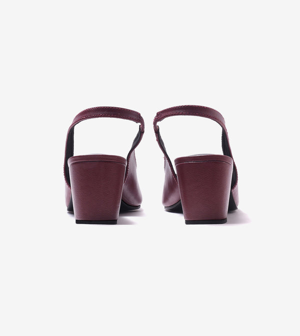 Sculpted Slingback Heels - Maroon