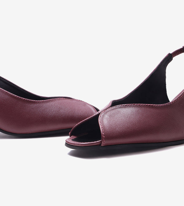 Sculpted Slingback Heels - Maroon