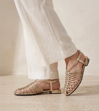 Interlace Slingback Sandals - Gold