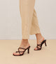 Asymmetric Strappy Tubular Heeled Sandals - Brown