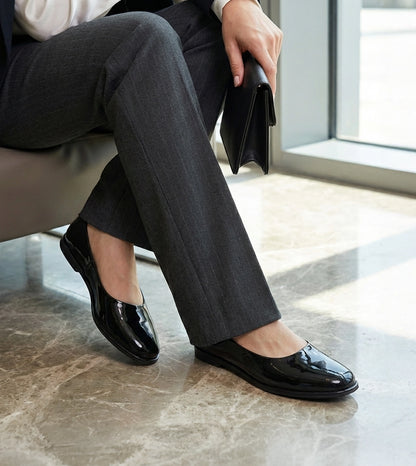 Modern Classic Patent Ballet Flats - Black