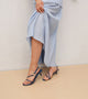 Strappy Kitten Heel With Metallic Adornment  - Blue