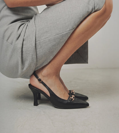 Chain Slingback Pumps - Black