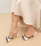 Two Tone Bow Heeled Mules - Cream