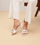 Chain Link Heeled Mules - White