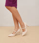 Pointed Toe Studded Mary Jane Pumps - Cream