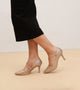 Asymmetric Textured Snake-Print Strappy Heeled Pumps - Gold