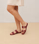 Double Strap Buckled Flat Sandals - Maroon