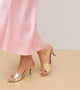 Metallic Wavy Stiletto Heeled Sandals - Gold