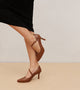 Asymmetric Textured Snake-Print Strappy Heeled Pumps - Brown