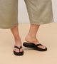V-Strap Slide Flat Sandals - Black