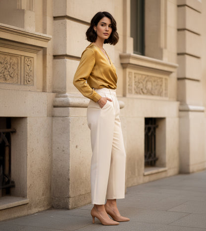 Matt Pointed Toe Pumps - Beige