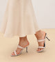 Two Strap Stiletto-Heel Sandals - Cream