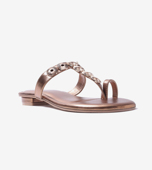 Ornate Chain Wedge Sandals - Antique