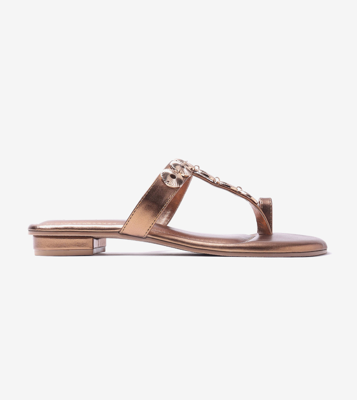 Ornate Chain Wedge Sandals - Antique