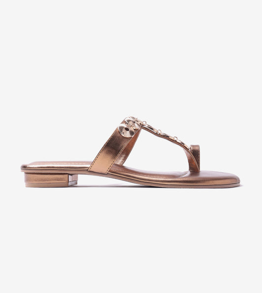 Ornate Chain Wedge Sandals - Antique