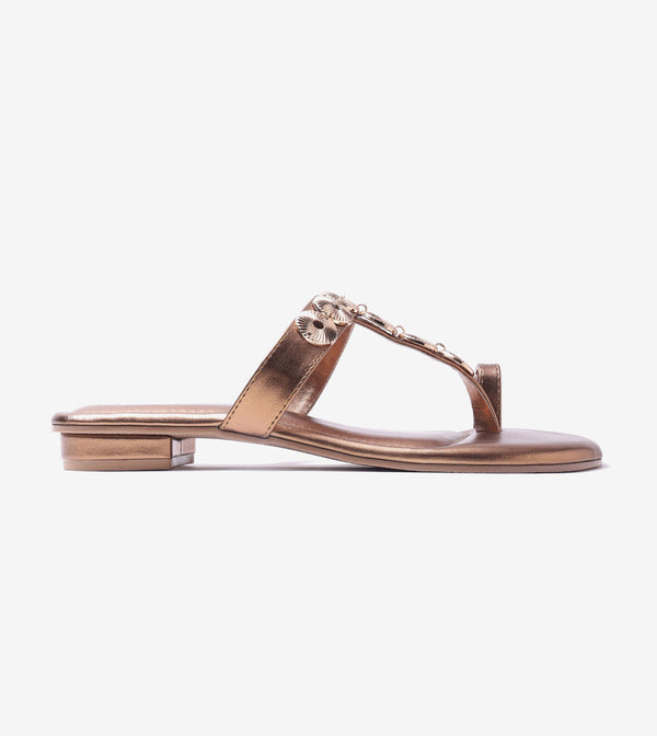 Ornate Chain Wedge Sandals - Antique