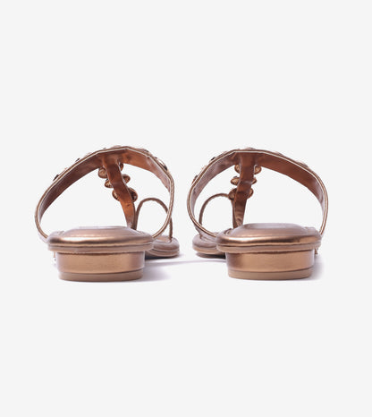 Ornate Chain Wedge Sandals - Antique