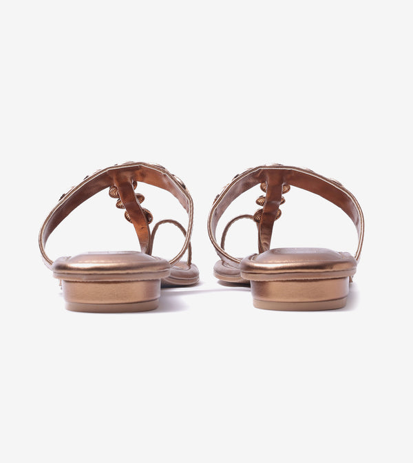 Ornate Chain Wedge Sandals - Antique