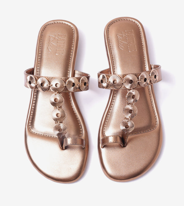 Ornate Chain Wedge Sandals - Antique