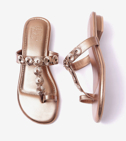 Ornate Chain Wedge Sandals - Antique