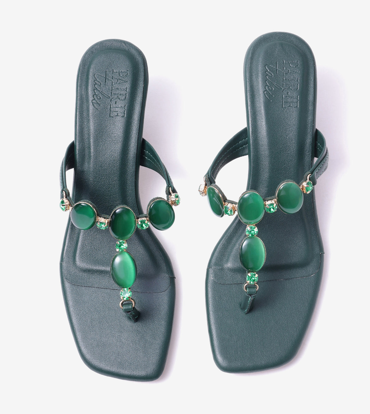 Beaded Heels Sandal - Bottle Green