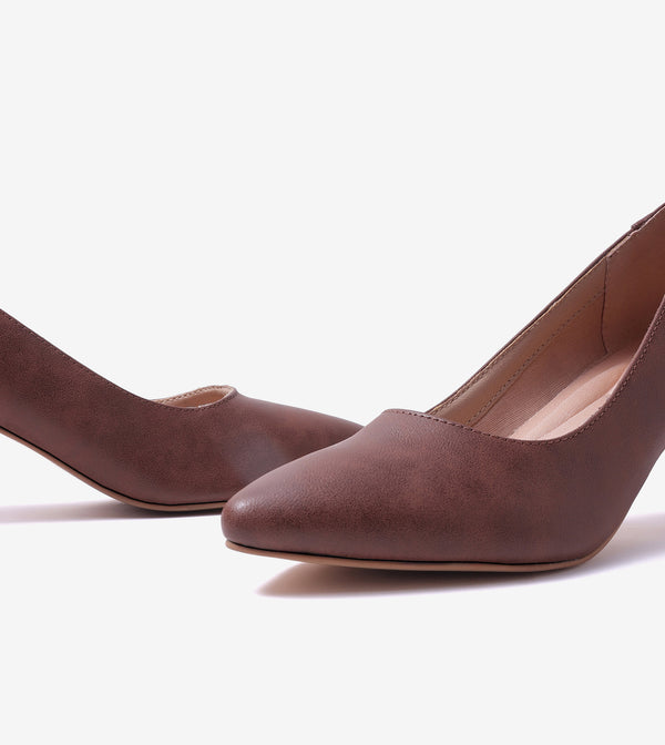 Classic Pointed-Toe Pumps - Dark Brown