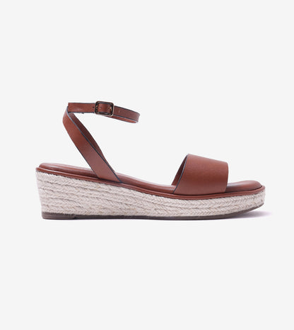 Espadrille Wedges with Ankle Strap - Tan
