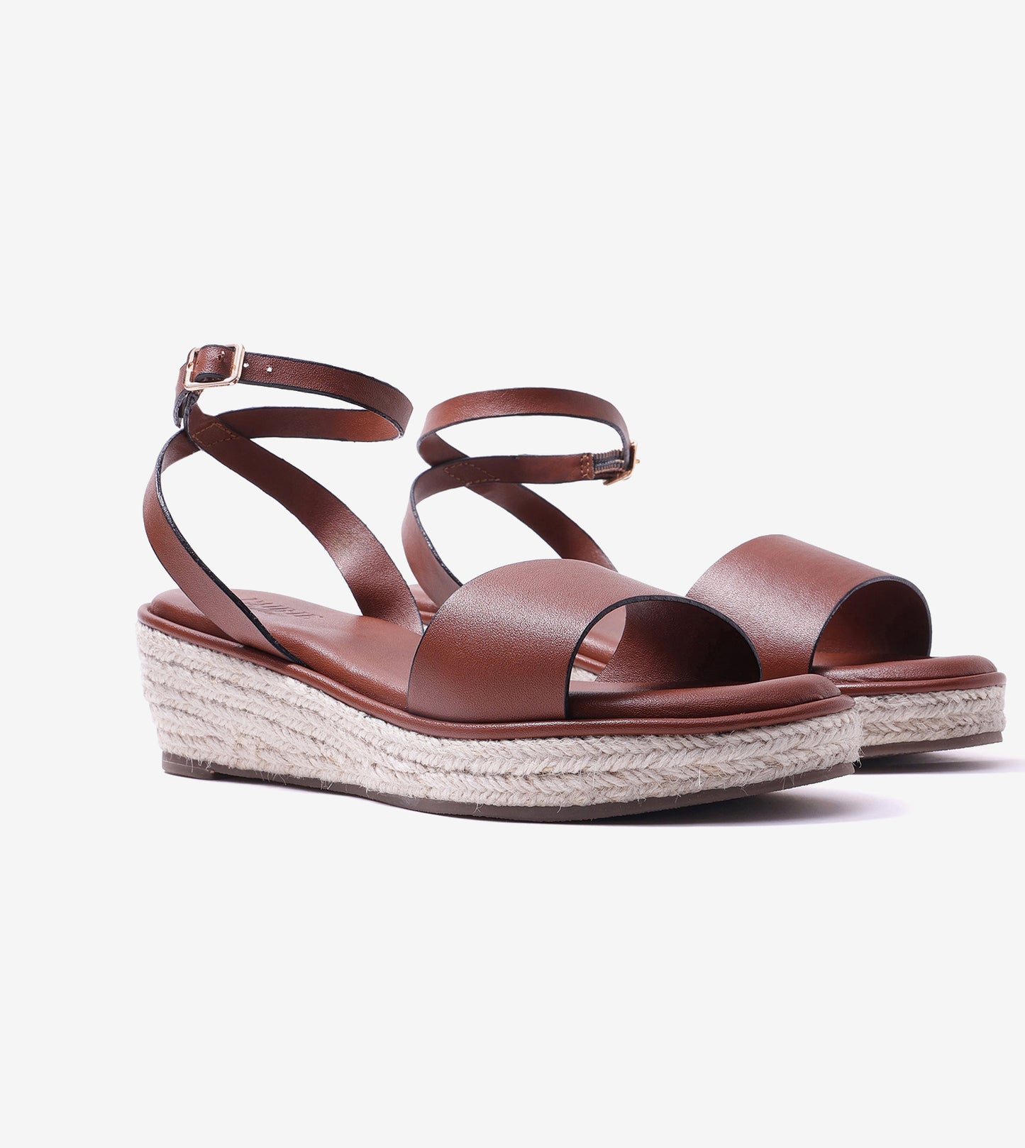 Espadrille Wedges with Ankle Strap - Tan