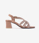 Interwoven Strap Block Heel Sandals - Beige