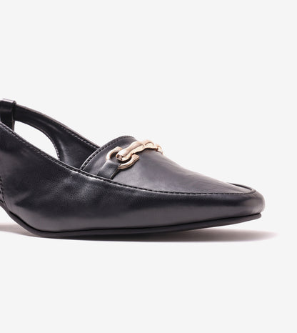 Classic Detail Slingback Heels - Black