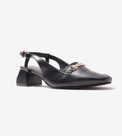 Classic Detail Slingback Heels - Black
