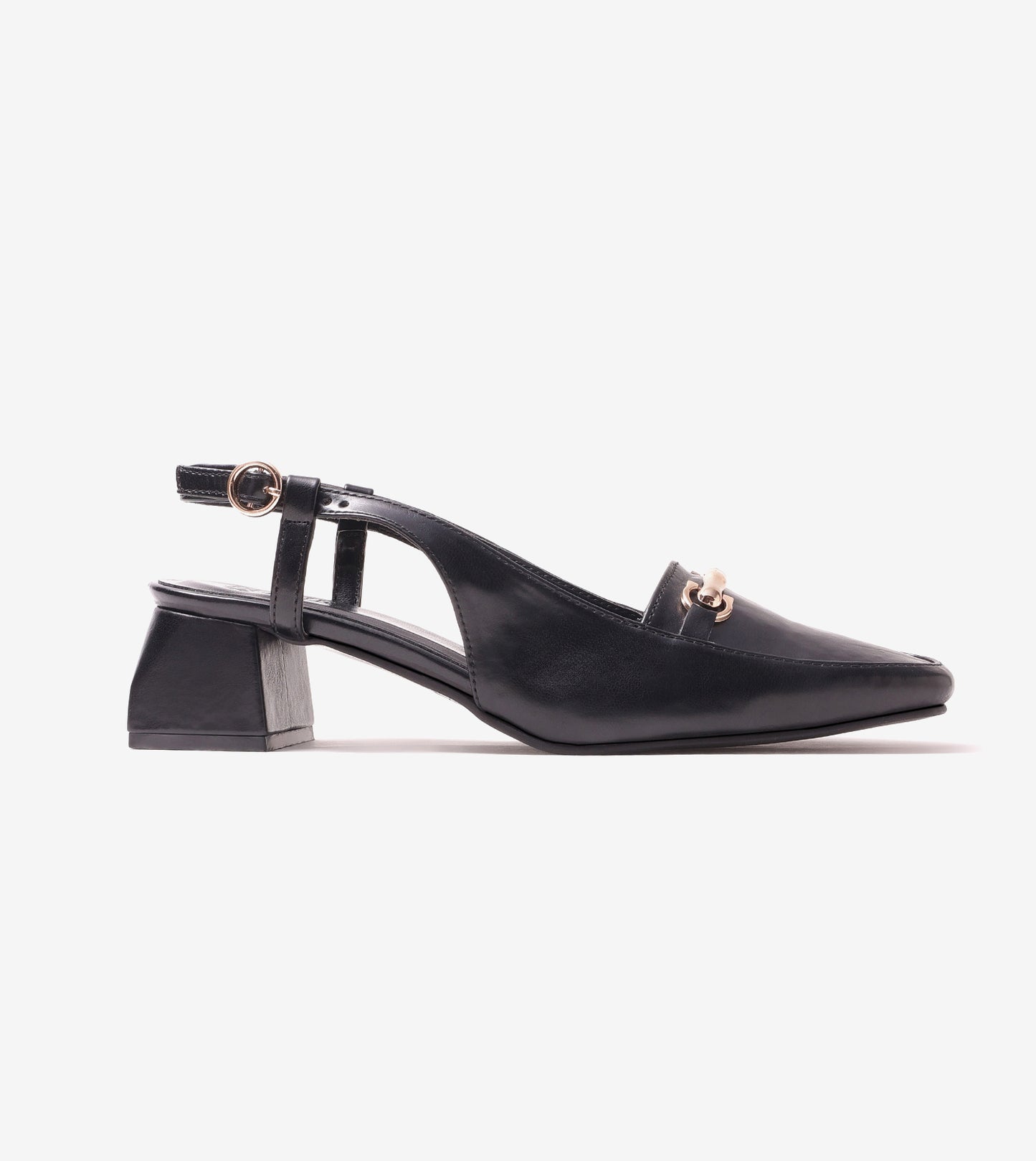 Classic Detail Slingback Heels - Black