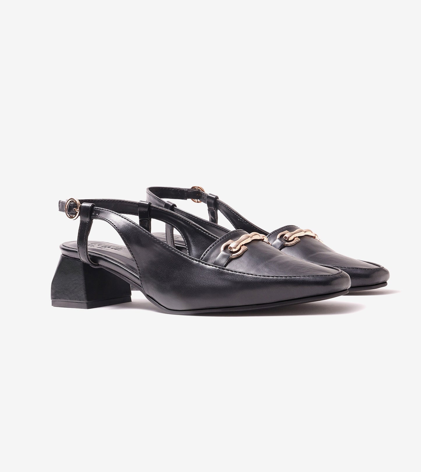 Classic Detail Slingback Heels - Black