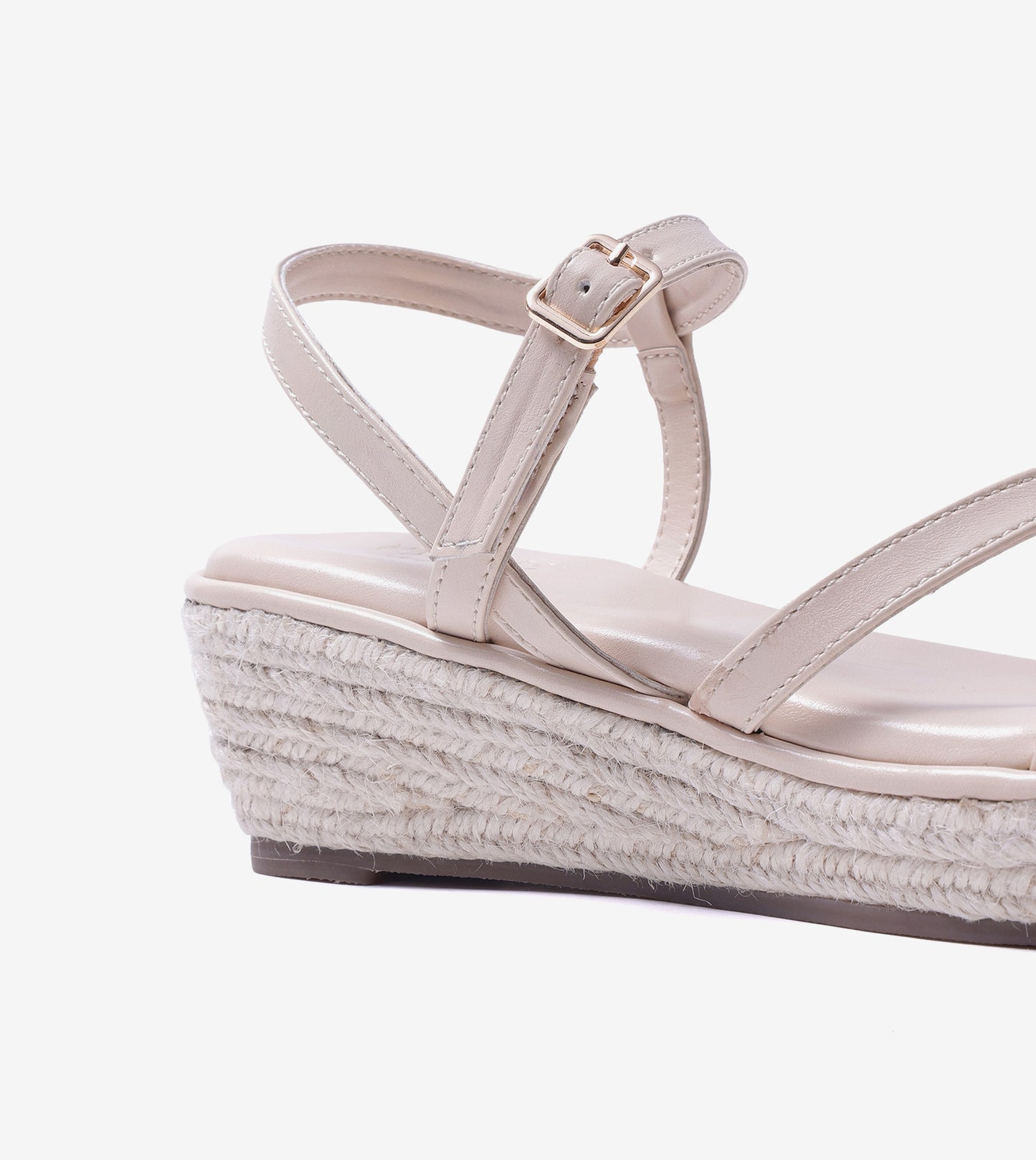 Sculpted Strap Espadrille Sandals - Light Cream